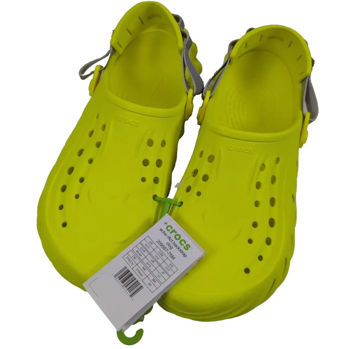 Crocs Echo Clog Acidity Neon Yellow Reflective Strap Mens Size 13