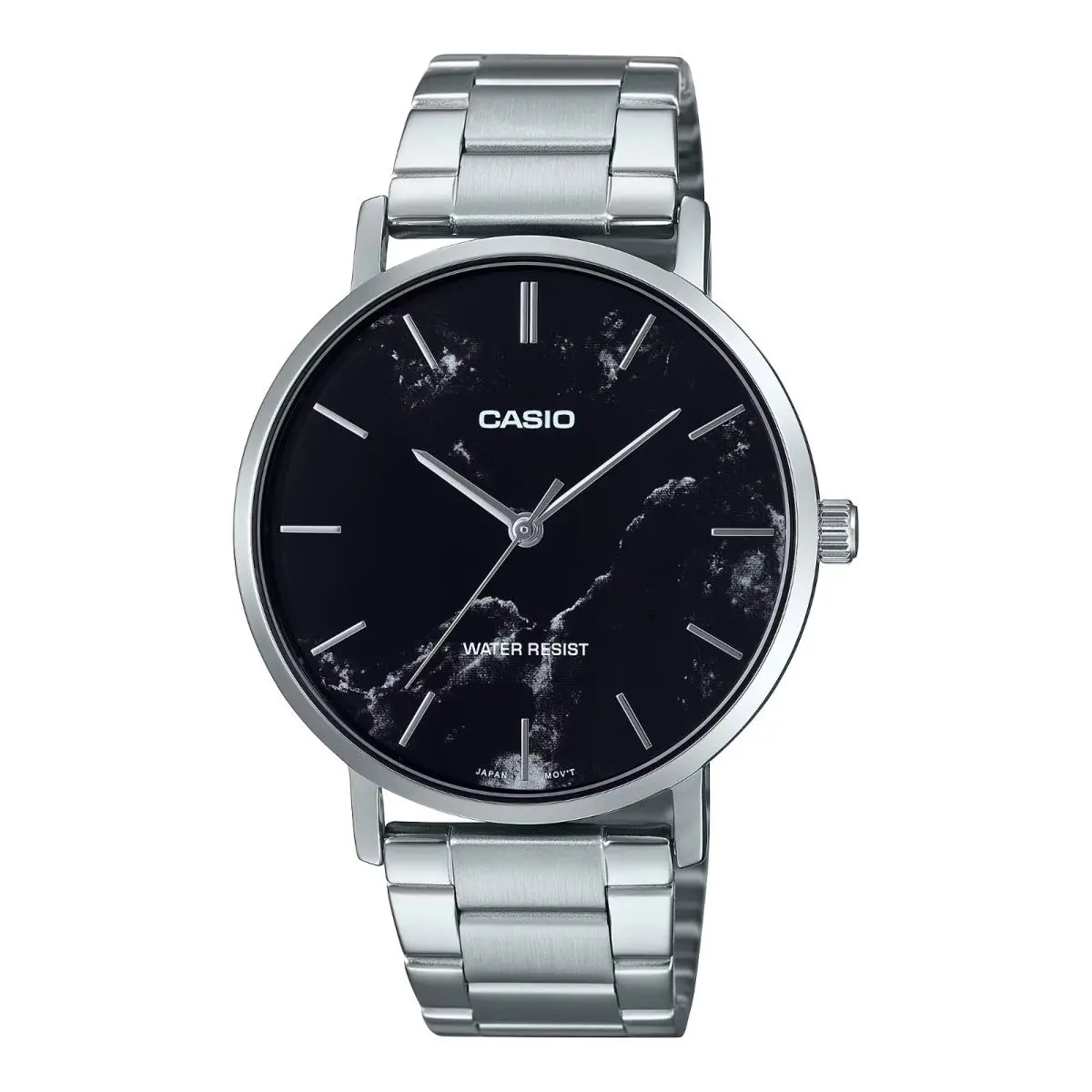 MTP-VT01DM-1A Men`s Watch Quartz Analog Black Marble-inspired Dial by Casio