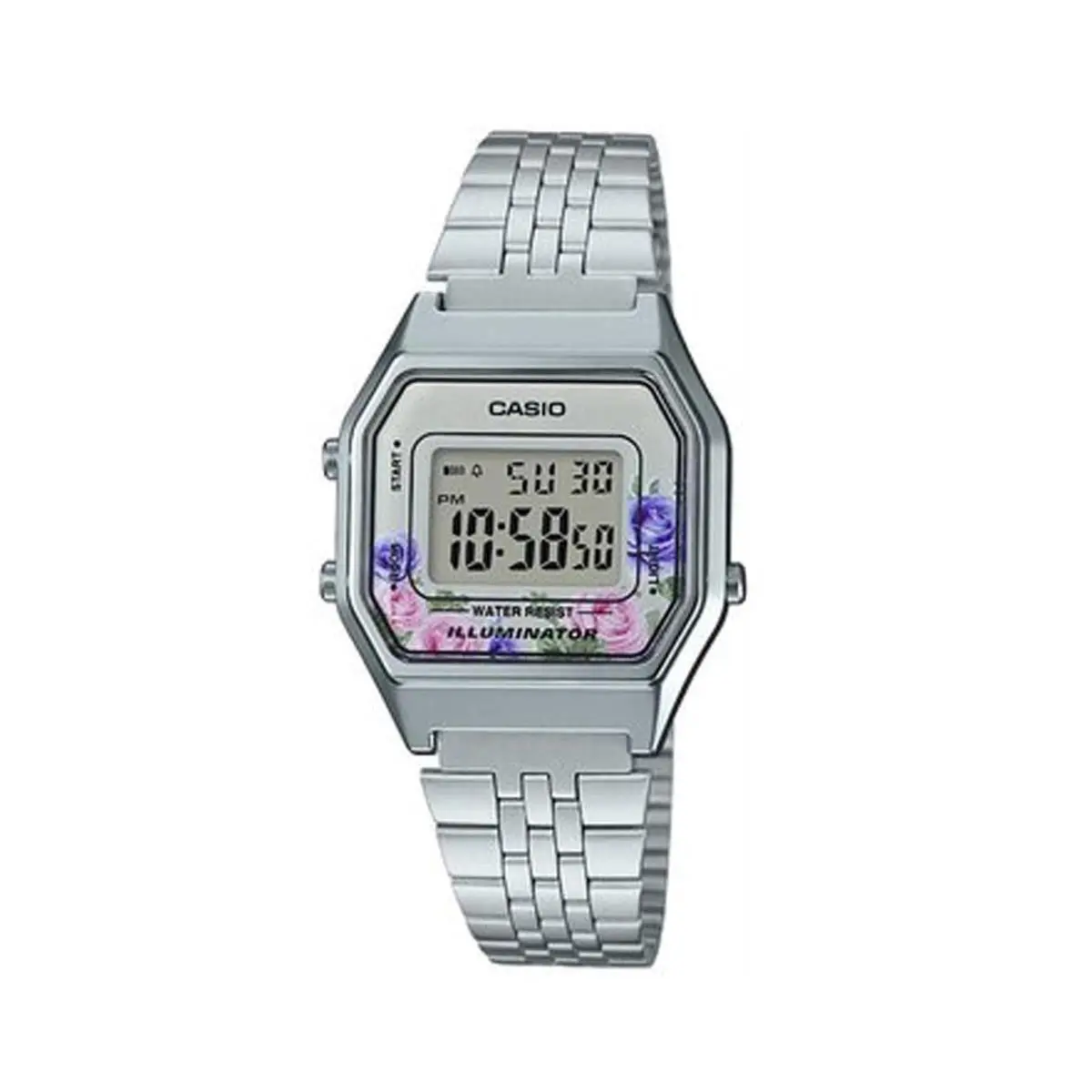 Casio LA680WA-4C Women`s Vintage Floral Dial Alarm Chronograph Digital Watch