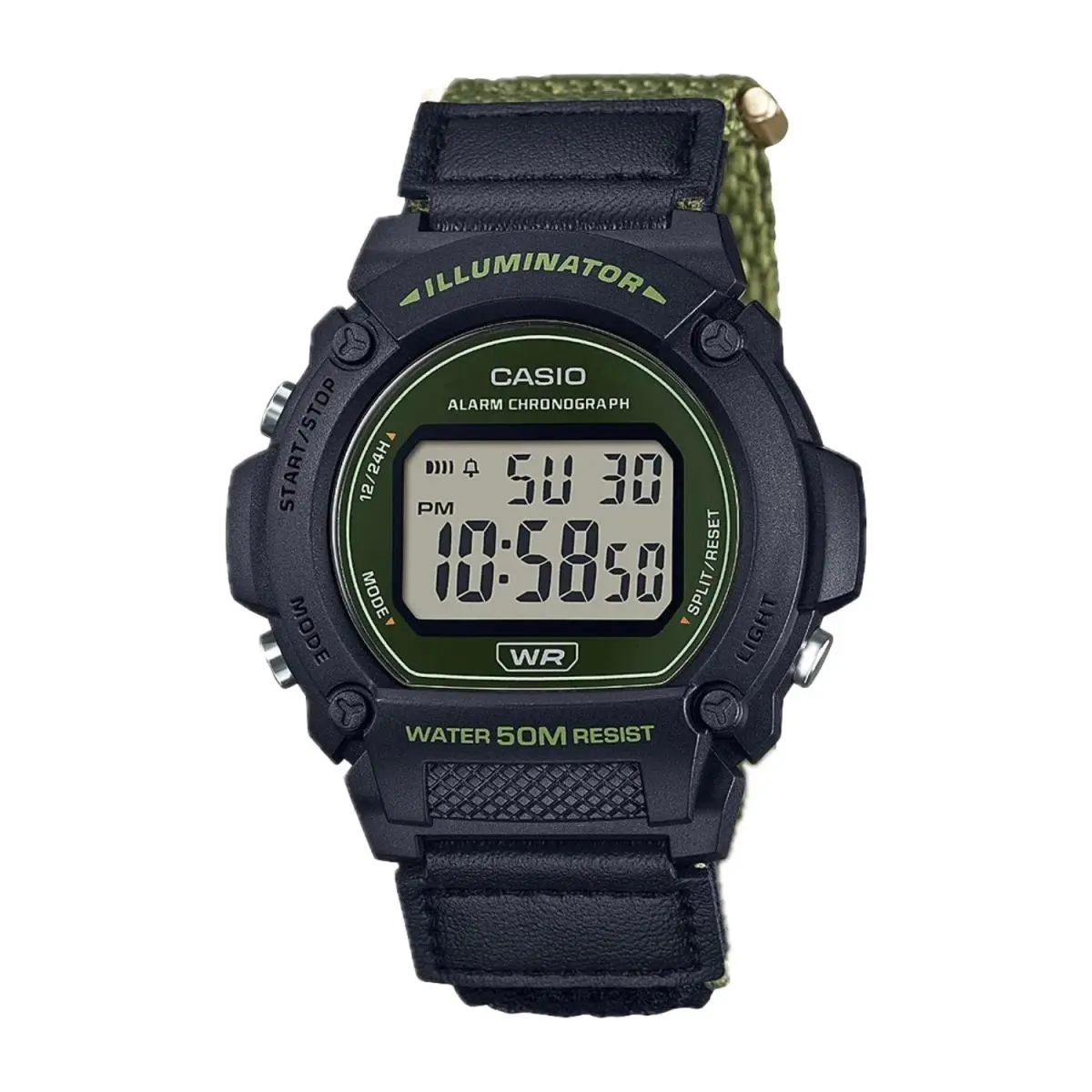 Casio Men`s Classic Digital Watch with Green Band- W-219HB-3AVCF