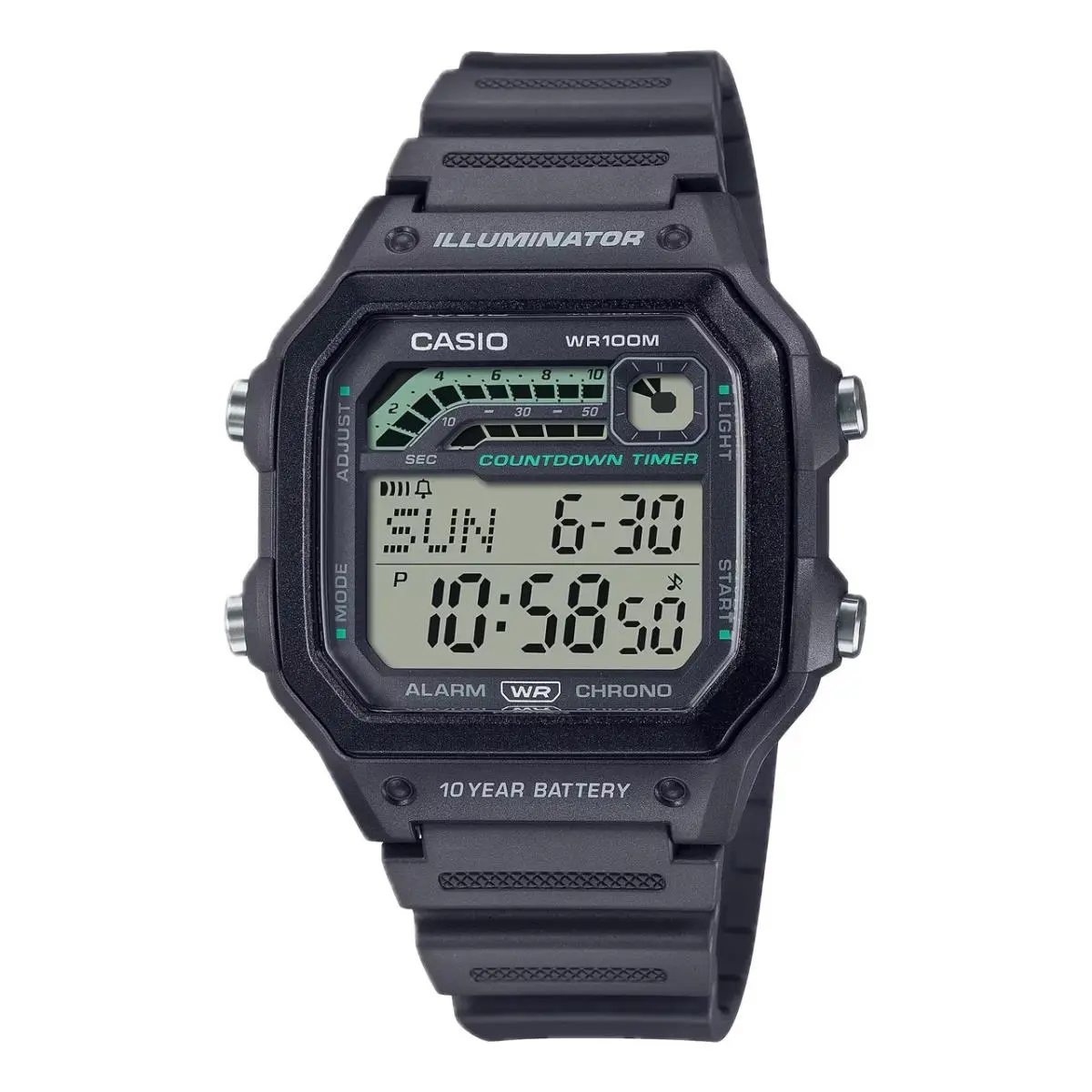 Casio Men`s Digital Watch with Gray Band - WS-1600H-8AVCF