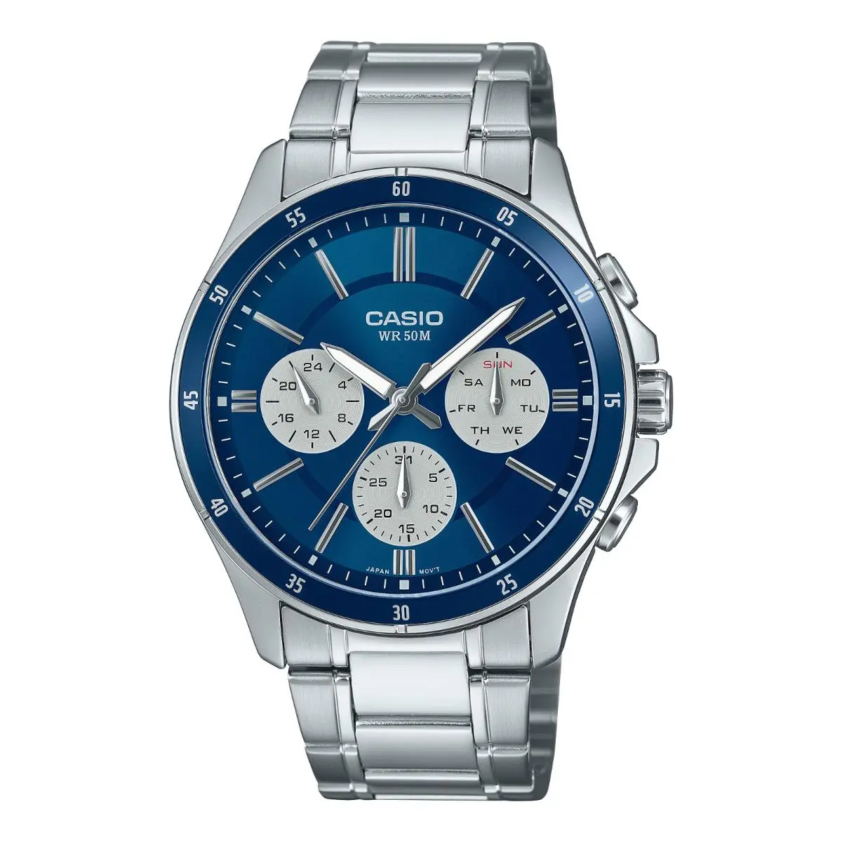 Casio MTP-1374D-2A3V Men`s Stainless Steel Sport Watch 50M WR Blue Dial Analog