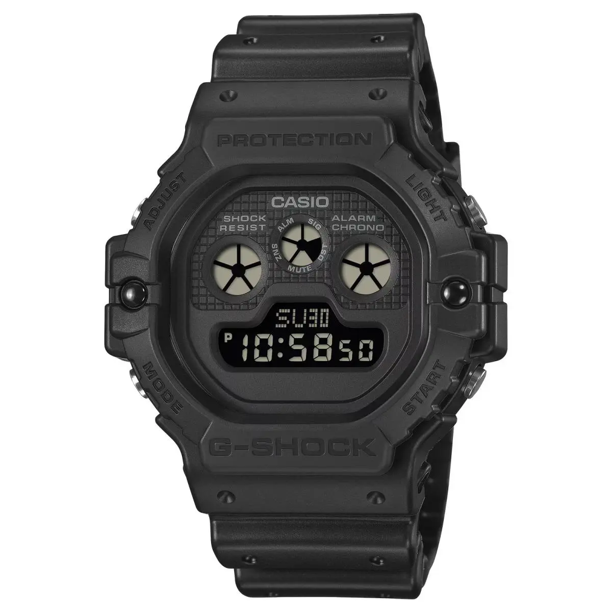 Rotary Casio G-shock Digital Resin Strap Quartz DW-5900UBB-1 200M Men`s Watch 5900 Seri - Dial: Black, Band: Black, Bezel: Black