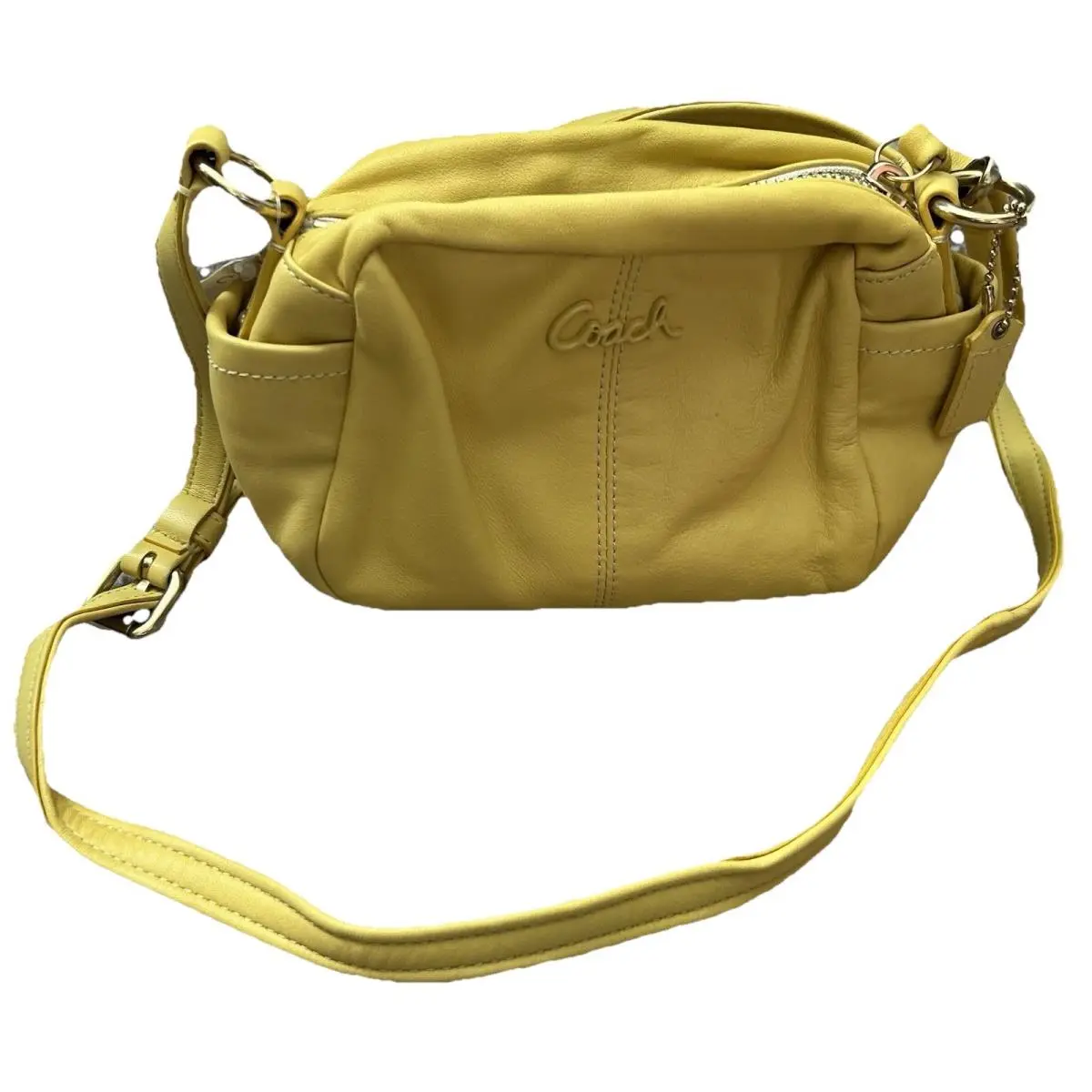 2008 Y2K Modern Vtg Coach Parker Leather Crosby Crossbody Minimalist Yellow