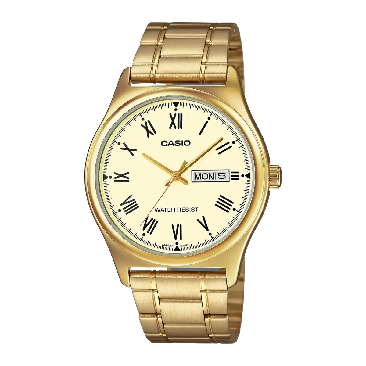 Casio MTP-V006G-9B Analog Men`s Champagne Dial Stainless Steel Day Date Watch