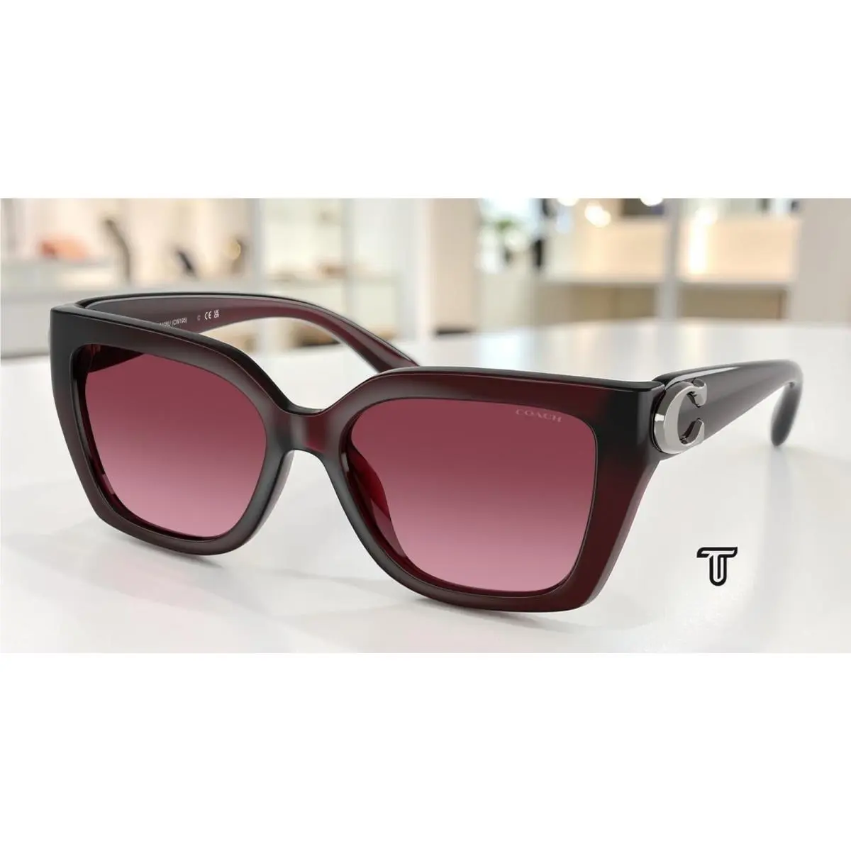 HC8408U 53938H Cw195 Milky Burgundy Berry Gradient 55mm Women`s Sunglasses by Coach