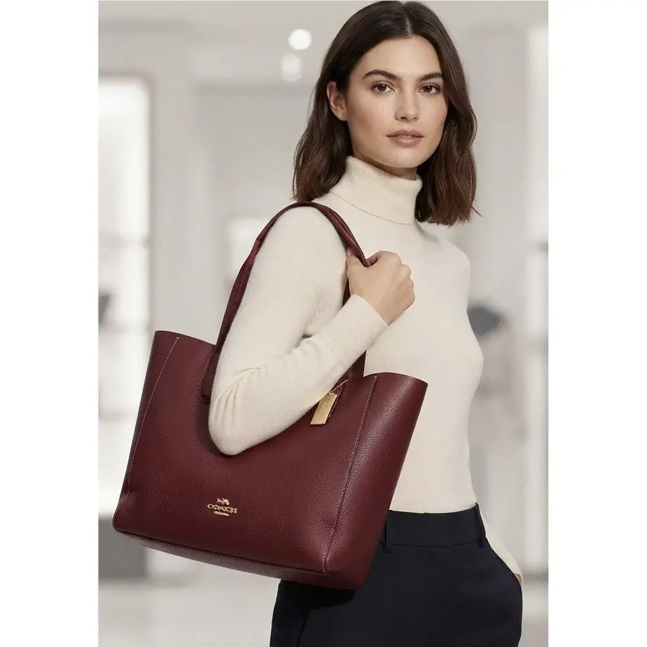 Coach F59818 Large Derby Cherry Leather Shopper Tote Shoulder Handbag Purse