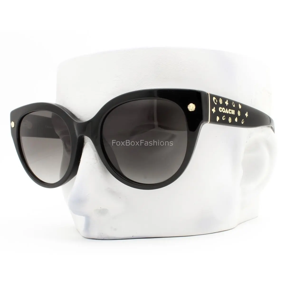 Sunglasses Polished Black Gold Logo Gray Gradient HC 8393U 50023C W/case by Coach