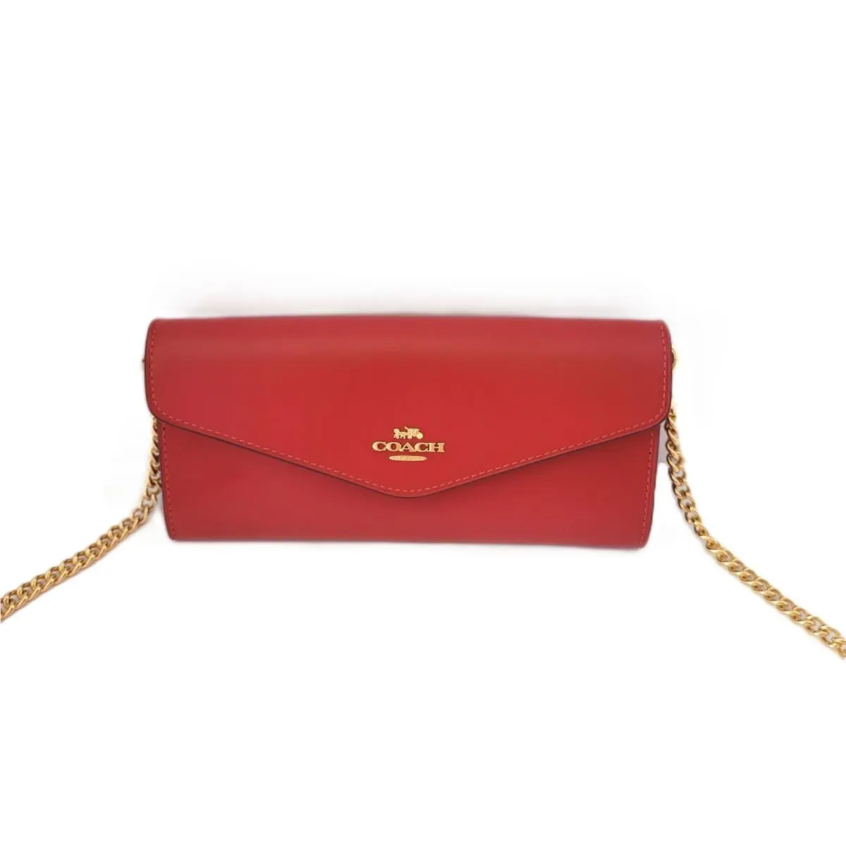 CBI22 Klare Wallet Clutch Chain Strap Crossbody Shiny Leather True Red by Coach