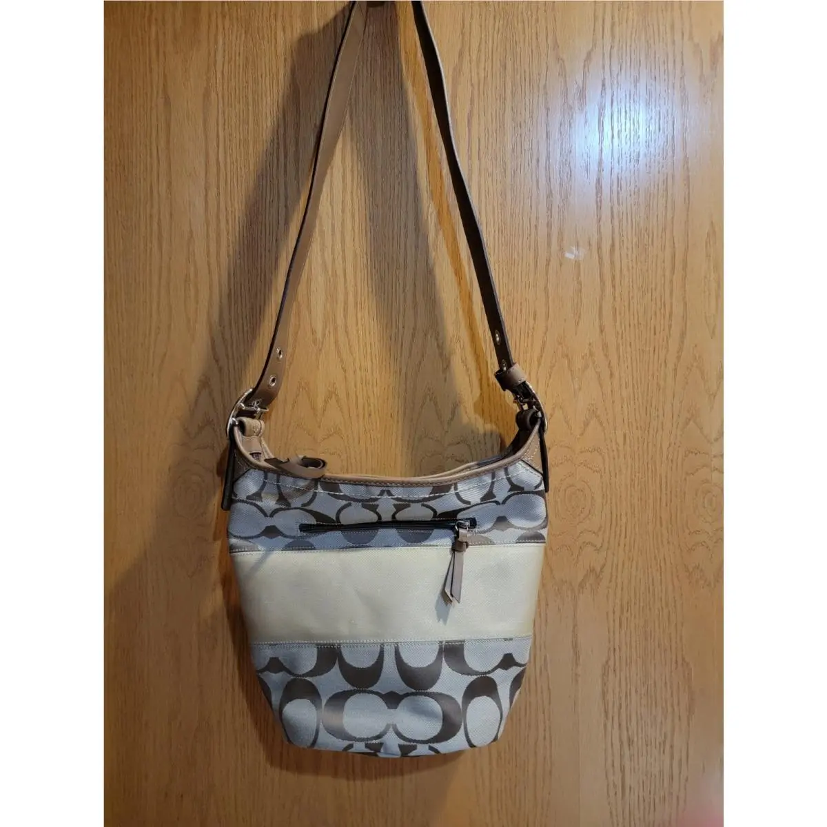2009  Purse Signature Rugby Duffle Hobo Bucket A0993-F13362 Blue Lining by Coach
