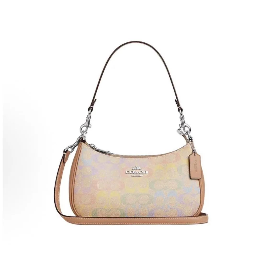 CDA91 Teri Shoulder Bag In Rainbow Signature Canvas Sand Multi by Coach