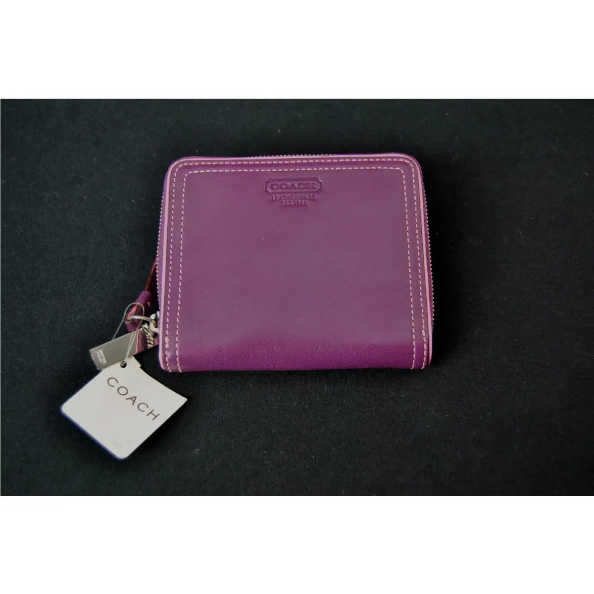 Vtg Coach Fuchsia Pink Leather Wallet Coin Card 10725K