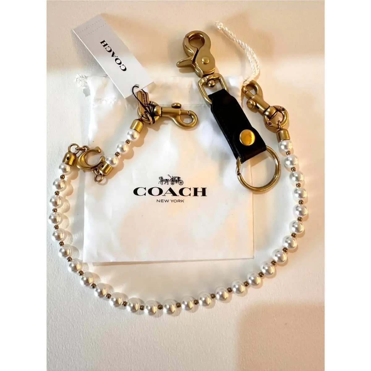 Coach Pearl Short Strap Brass/chalk CAU48 -B4/HA with Pouch