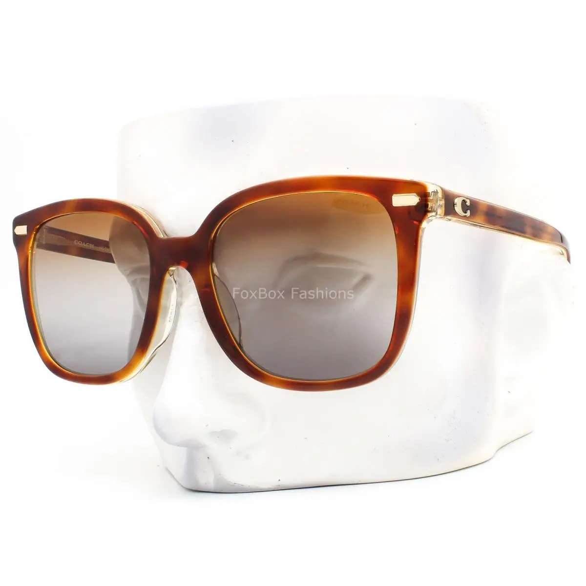 Sunglasses HC8381U 57563J Crystal Brown Havana on Clear with Case by Coach