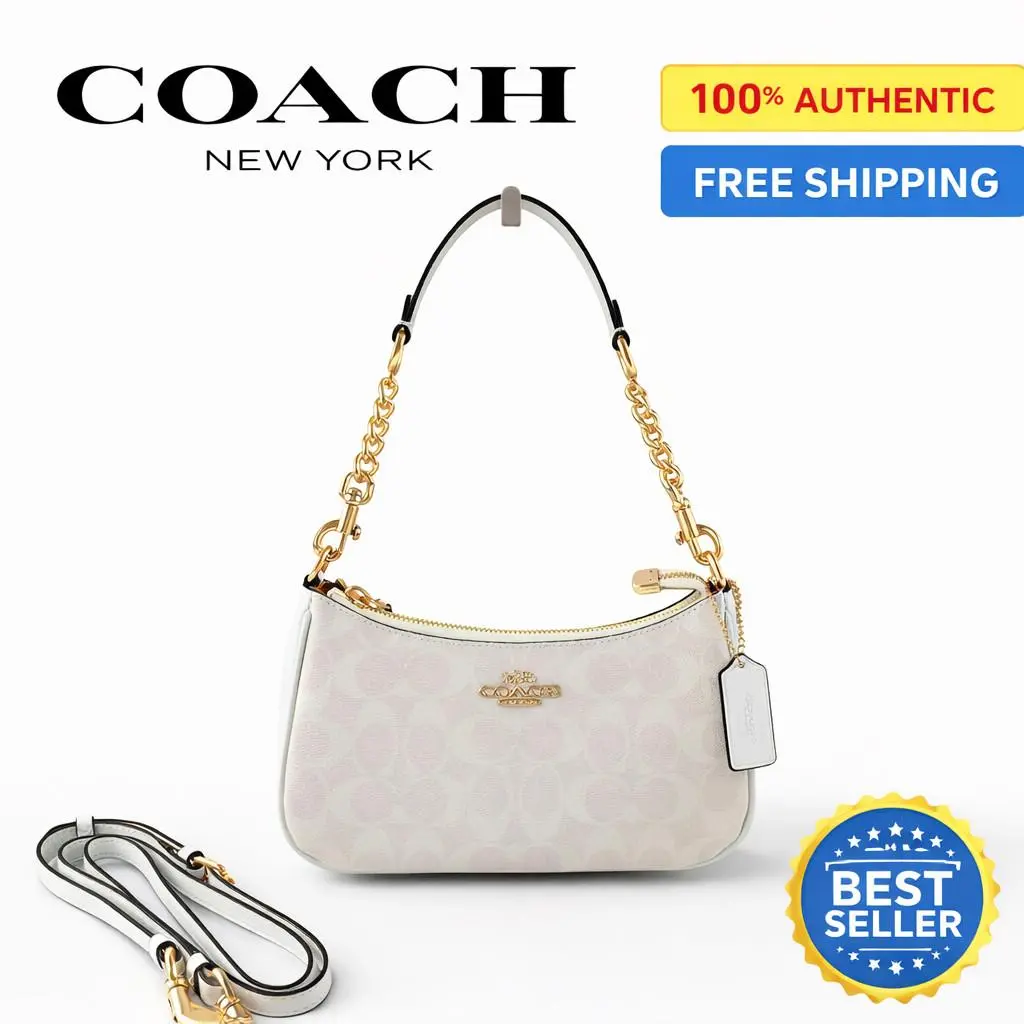 Teri 2Way CA548 Shoulder Bag Signature Coated Canvas White Outlet by Coach