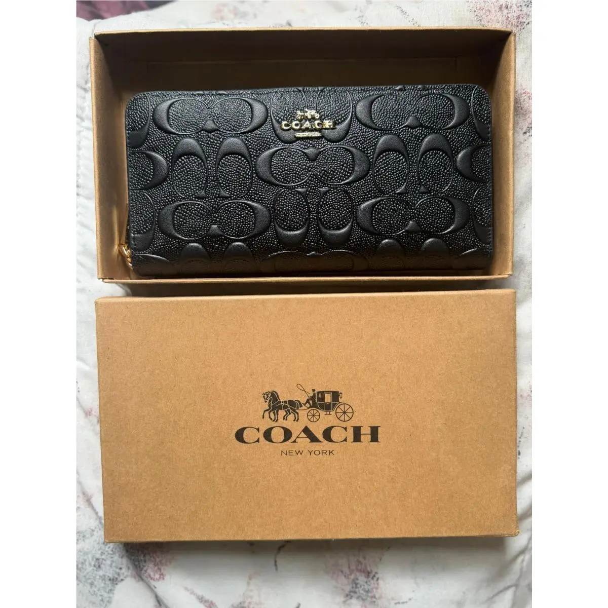 Coach Boxed Long Zip Around Wallet Signature Leather F53834 Outlet
