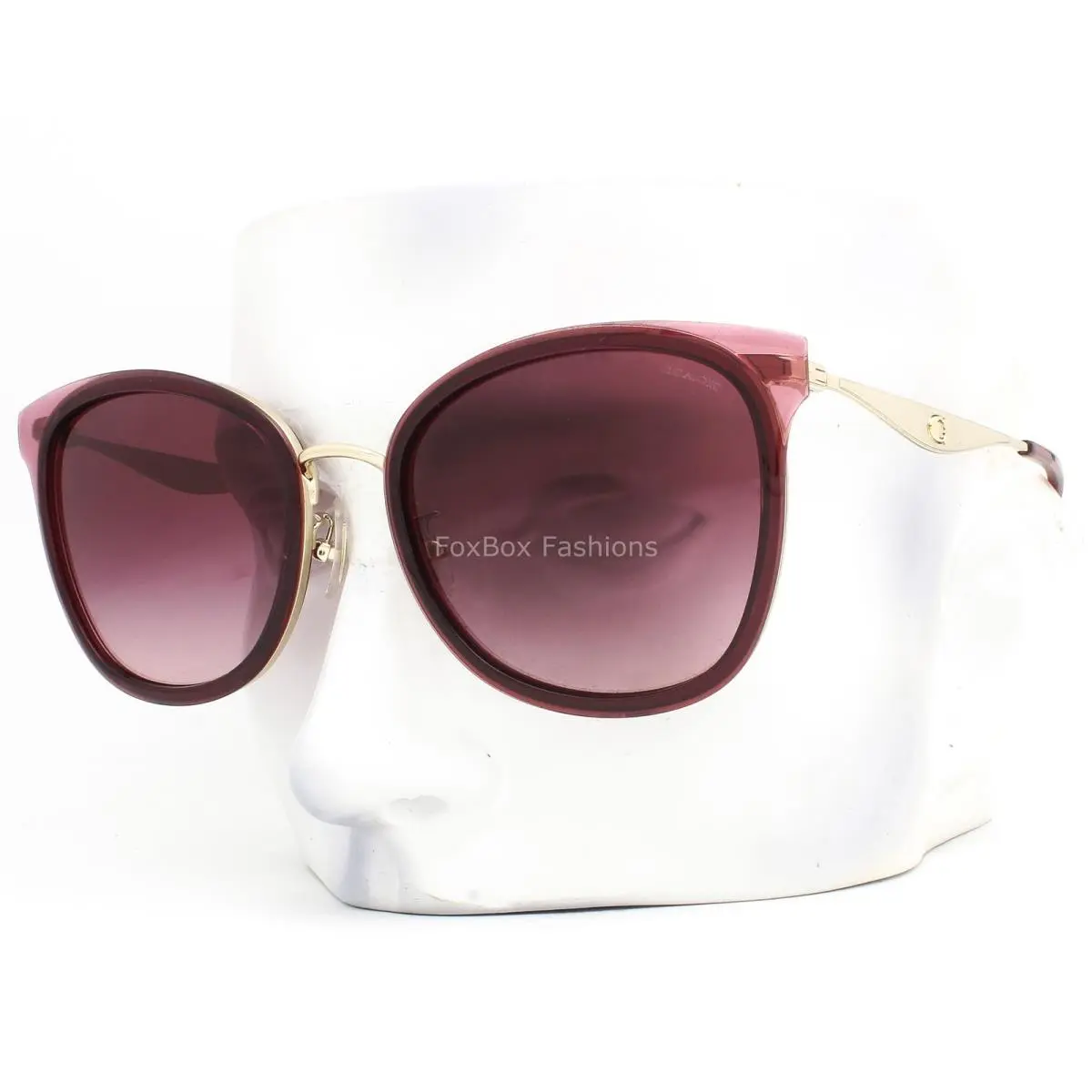 Sunglasses HC 7170 94518H Shiny Light Gold Burgundy Red Pink with Case by Coach