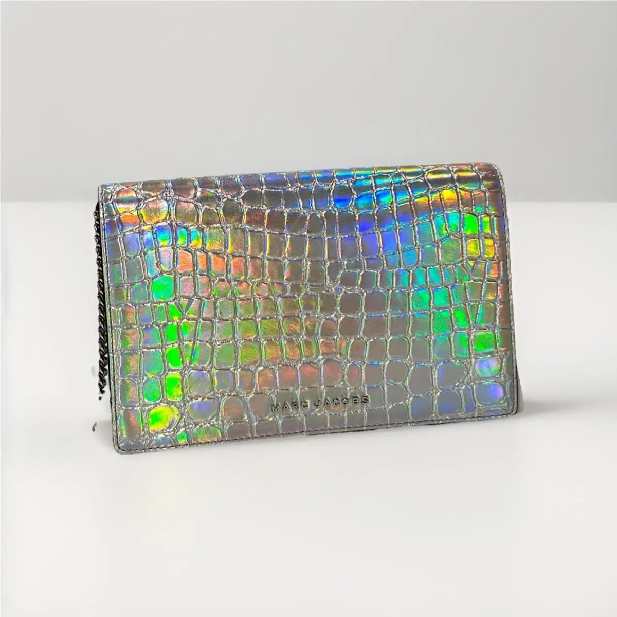 Marc Jacobs Clutch Party Wallet on Chain Silver Iridescent