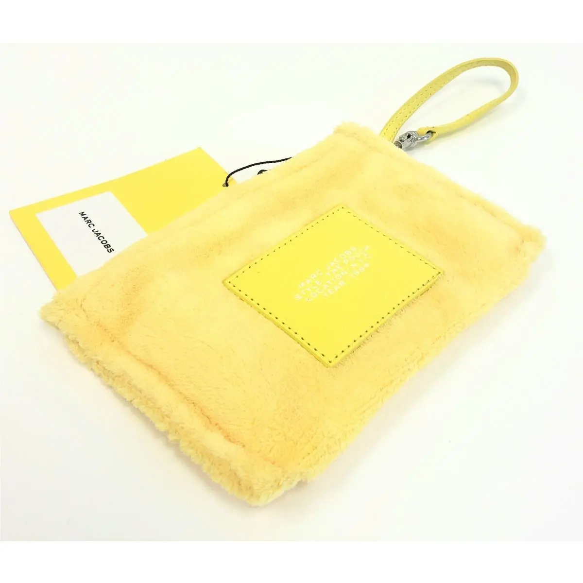 Marc Jacobs The Pouch Women`s Fleece Plush Wristlet Clutch Bag Yellow