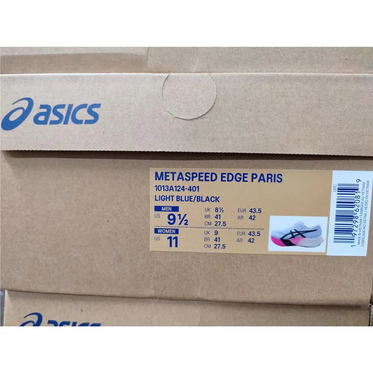 Asics Metaspeed Edge Paris Men`s Light Blue/black 1013A124-401 Size 9.5