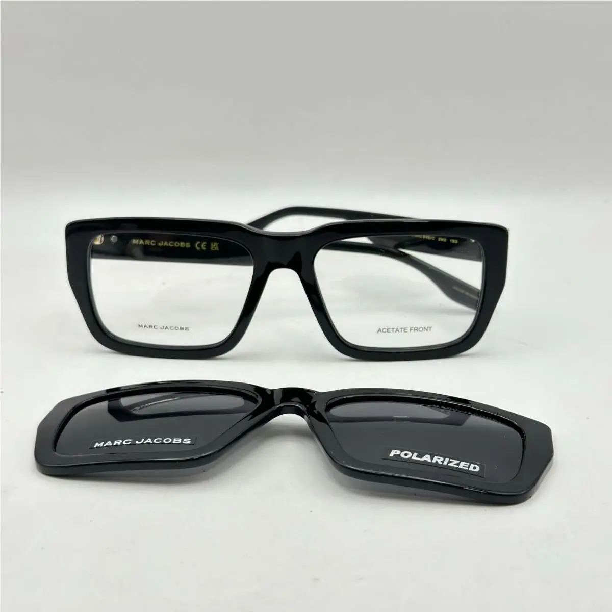Mens Square Full Rim Eyeglasses W Clip On 849 Black by Marc Jacobs
