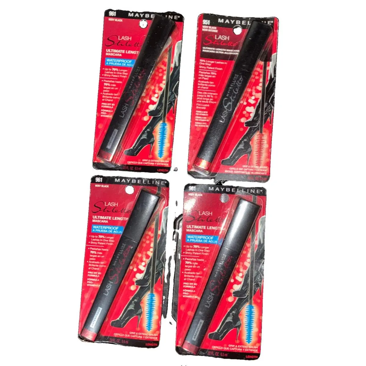 Maybelline Lash Stiletto Ultimate Length Waterproof Mascara 961 Very Black X 4