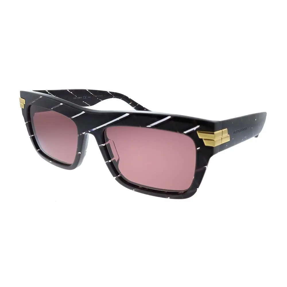Bottega Veneta BV 1058S 003 Burgundy Plastic Rectangle Sunglasses Pink Lens