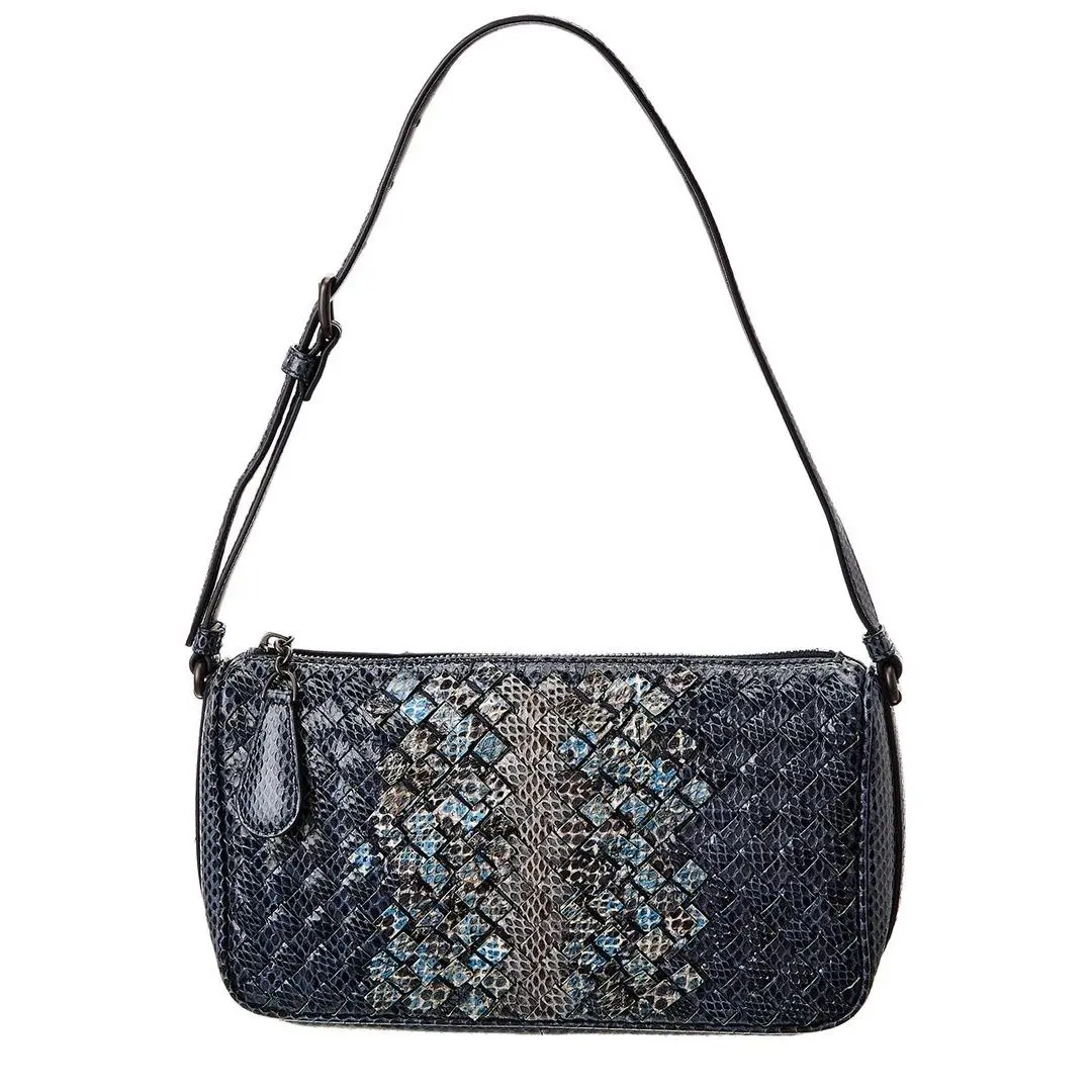 Bottega Veneta Intrecciato Snakeskin Shoulder Bag Pre-loved Women`s