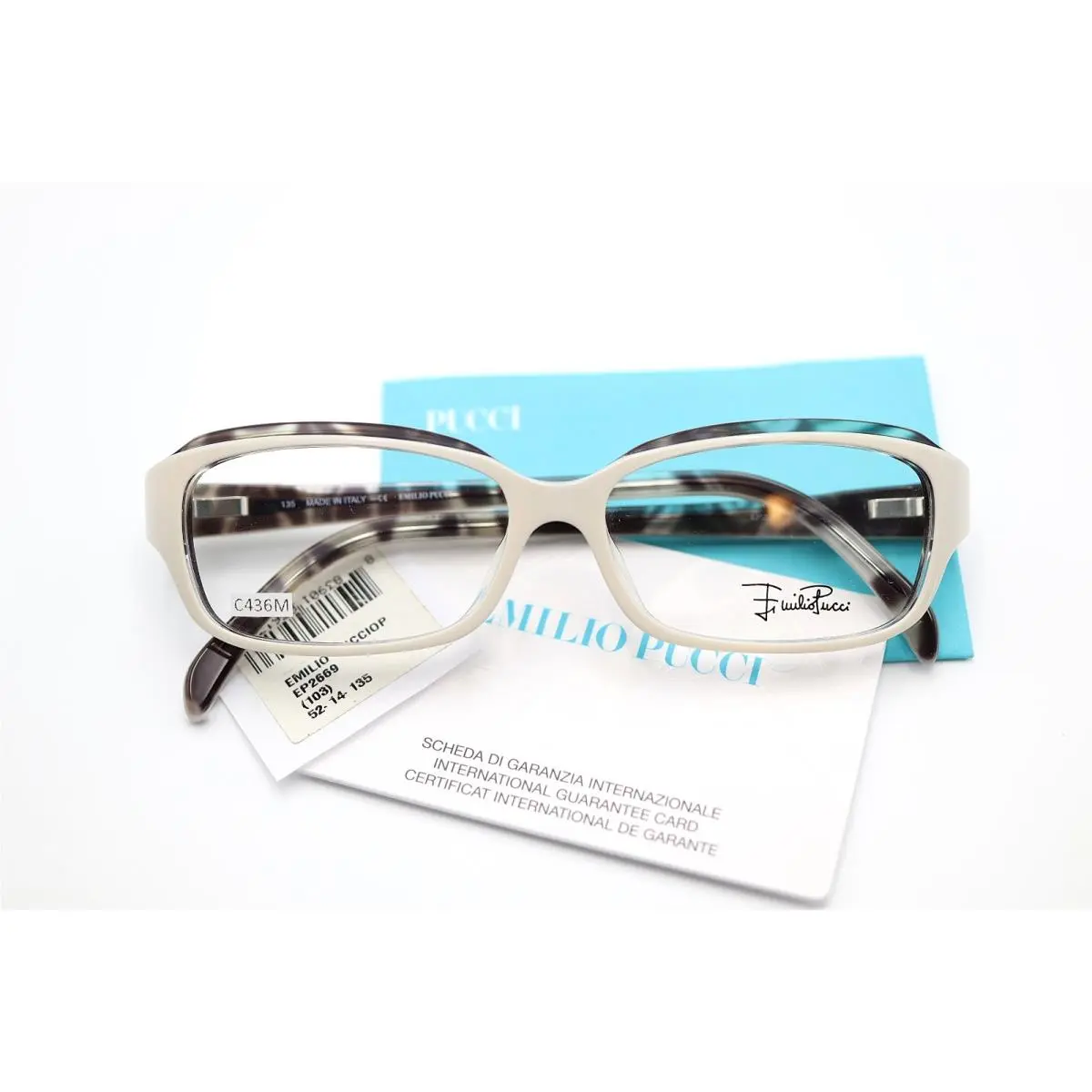Emilio Pucci EP2669 103 Ivory 52-14-135 Eyeglass Frames Flex Hinges Italy