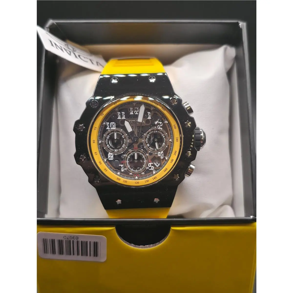 Racing Vaulthan 69670 Men`s 44mm Chronograph Yellow Silicone Watch by Invicta