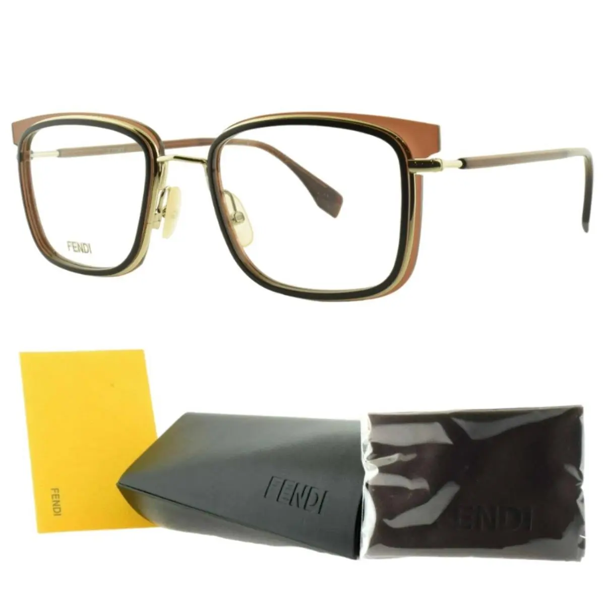 FF M0064 09Q Brown Square Full Rim Mens Optical Frame by Fendi