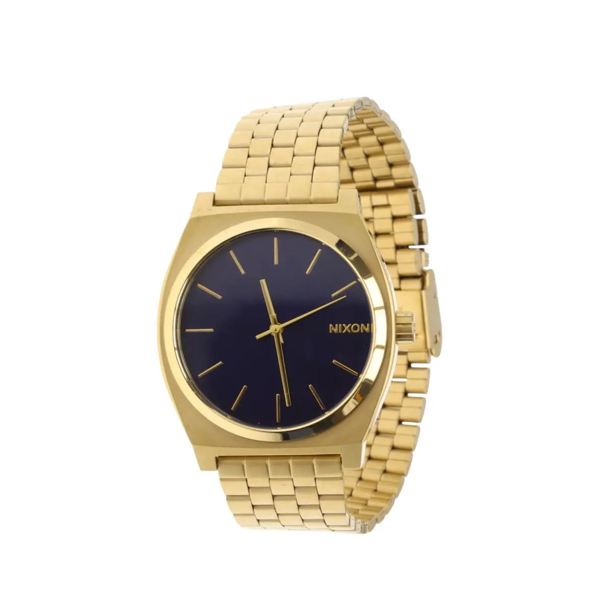 Nixon F1518 Mens All Light Gold Time Teller Stainless Steel Bracelet Watch 37 mm - Dial: Cobalt, Band: Gold, Bezel: Gold