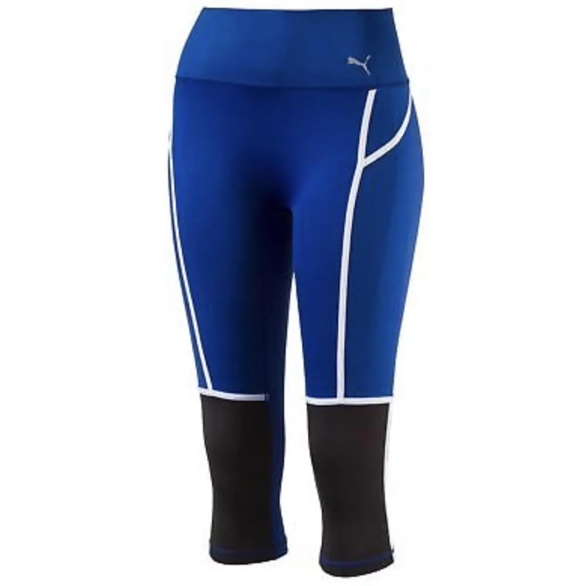 Puma Pwrshape 3/4 Blue Black White Training Tights Capri Pants Womens Sz L