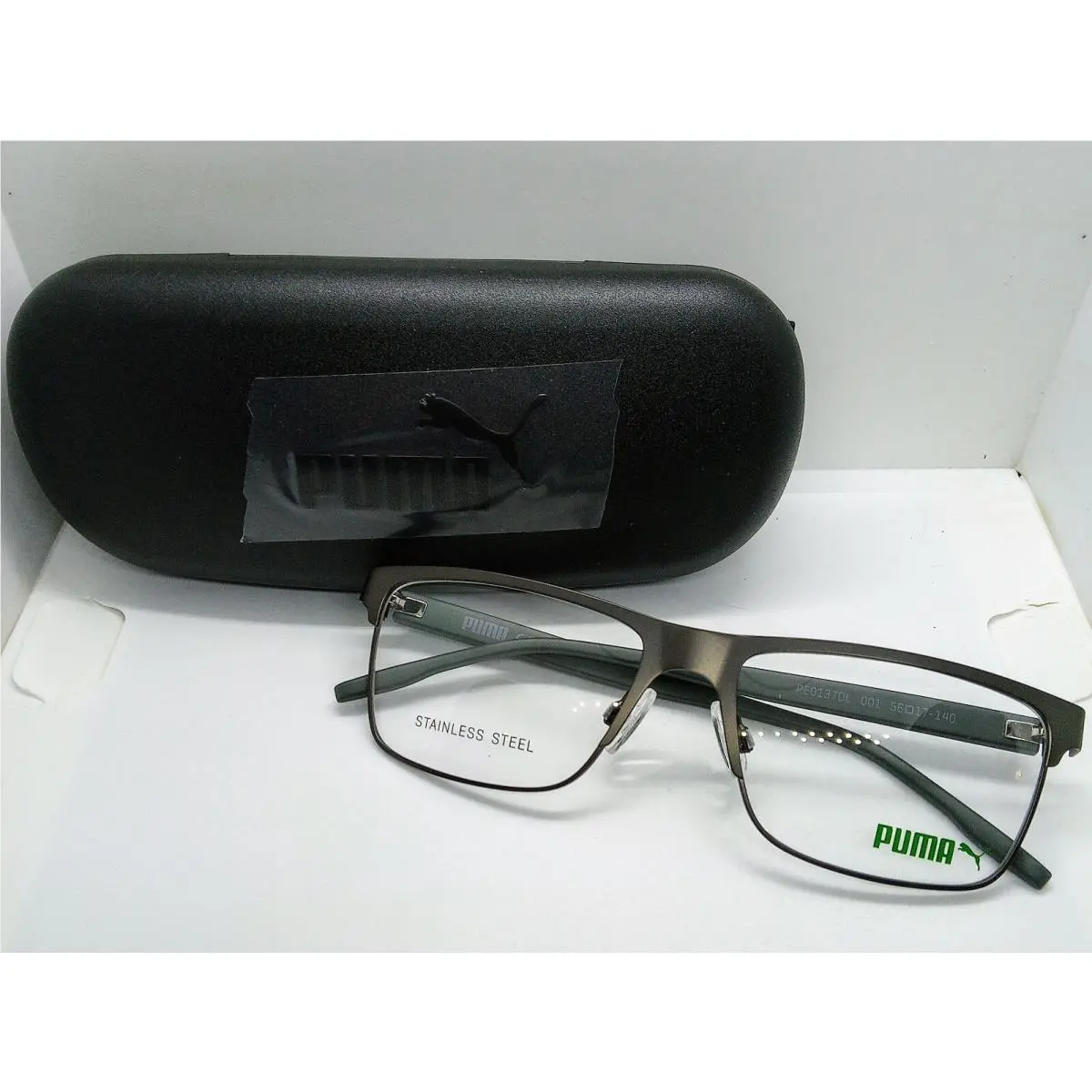 Puma Eyeglasses Frame Case Model PE 0137 OL 001 Ruthenium Grey 56-17-140