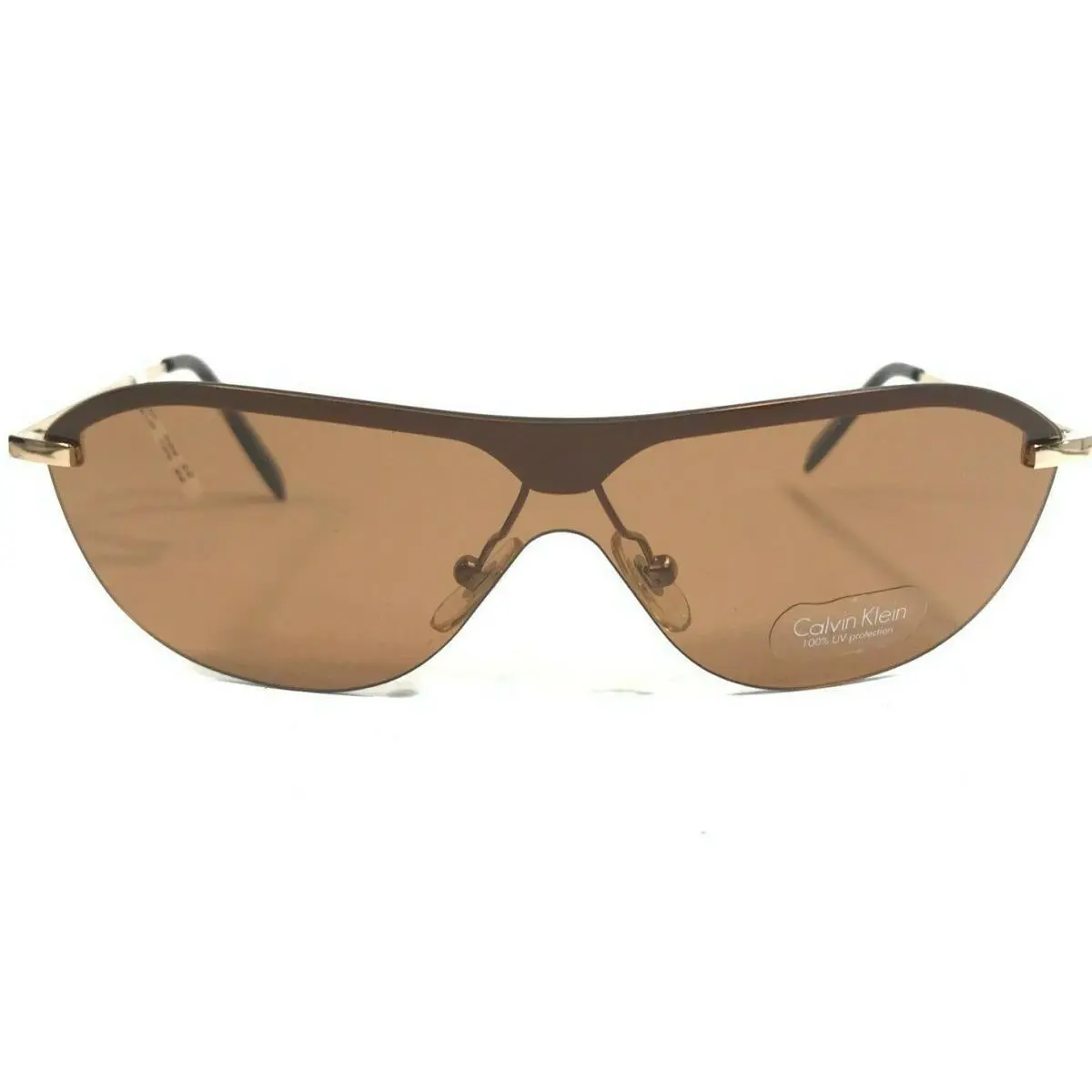 Vintage  Sunglasses 168S 510 Gold Shield Frames with Brown Lenses by Calvin Klein