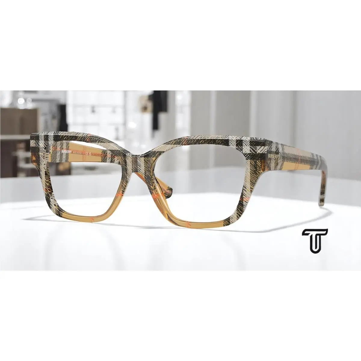 BE2420 4146 Check Sand Demo Lens 52 mm Women`s Eyeglasses by Burberry