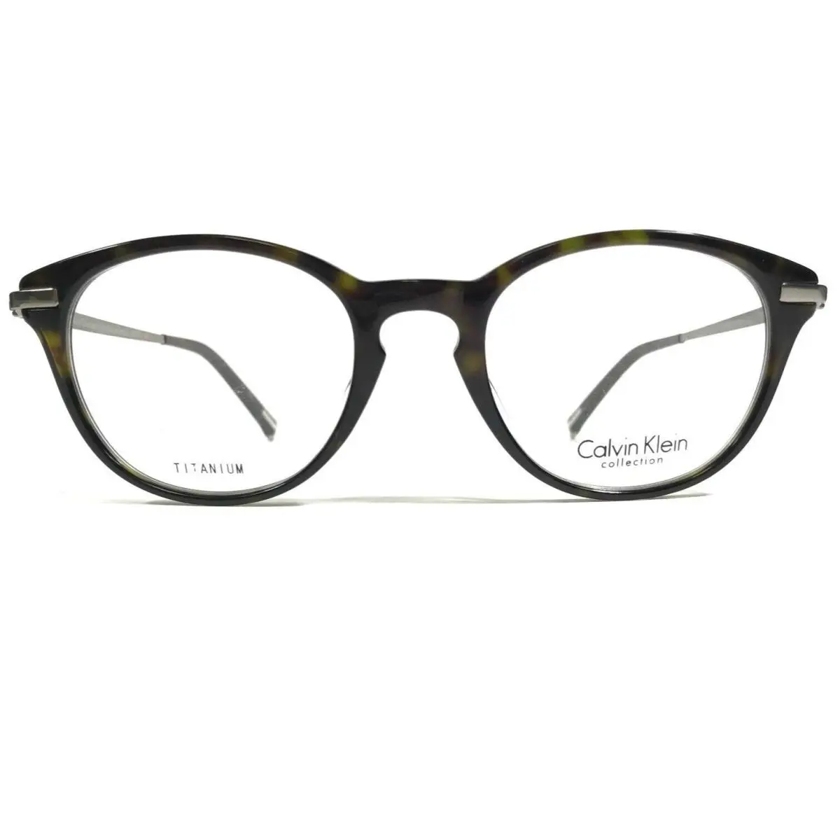 CK7121 214 Eyeglasses Frames Brown Tortoise Silver Round 49-20-145 by Calvin Klein