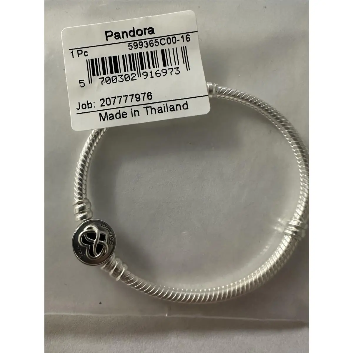 Pandora 599365C00-16 925 Silver Moment Heart Infinity Clasp Charm Bracelets