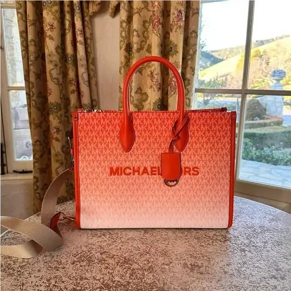 Ombre Mirella Medium EW Tote Satchel Shoulder Bag /wallet Poppy by Michael Kors