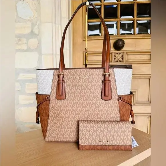 Voyager Large Tote Shoulder Handbag/ Wallet Option Camel Multi Wallet by Michael Kors