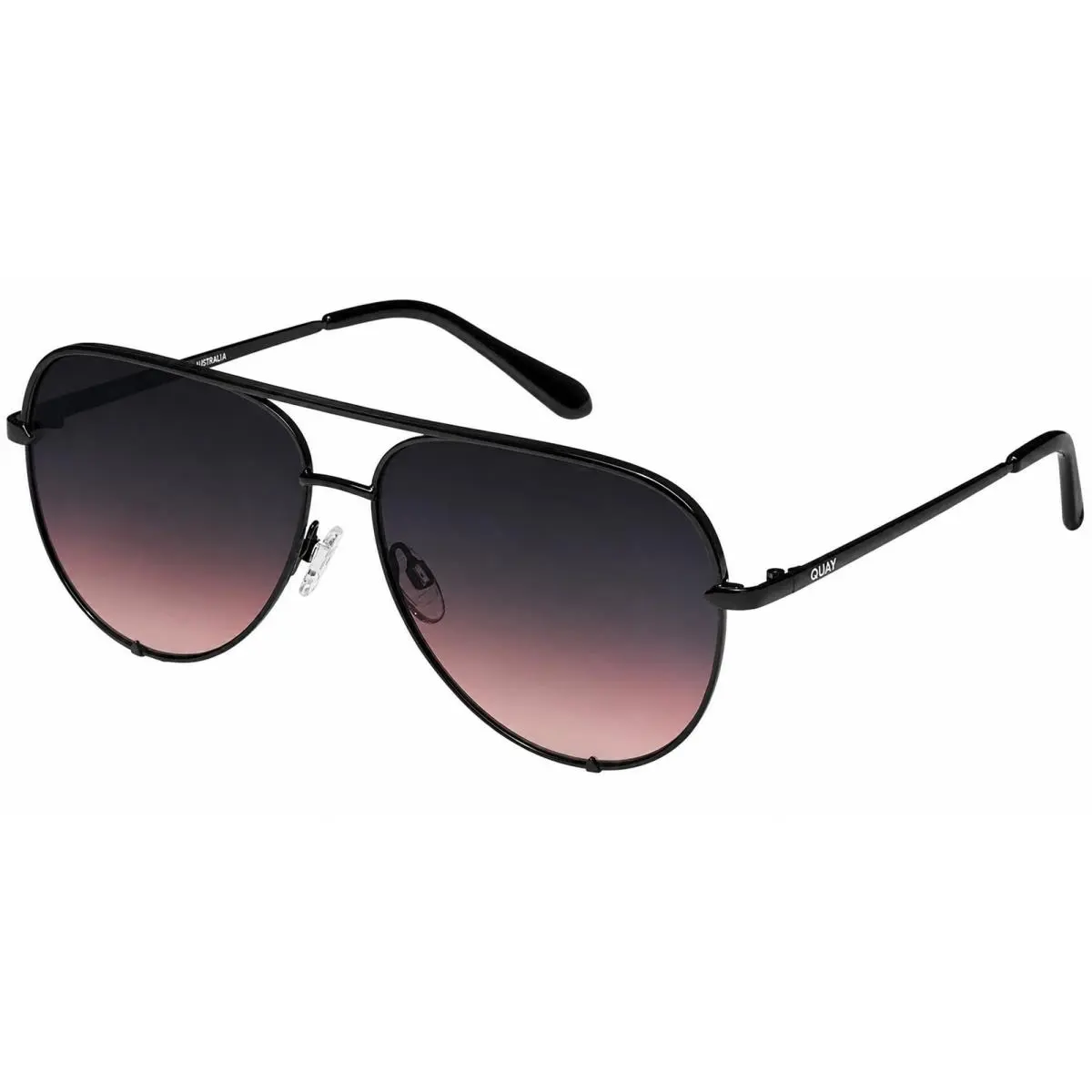Quay High Key Black Aviator Sunglasses Gradient Lens - NO-NS-2575-BLKBPLPK by QUAY