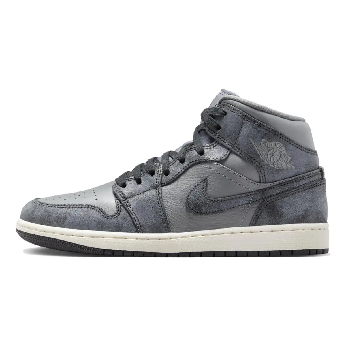 Nike Women`s Air Jordan 1 Mid SE `distressed Smoke` Shoes FJ3448-001
