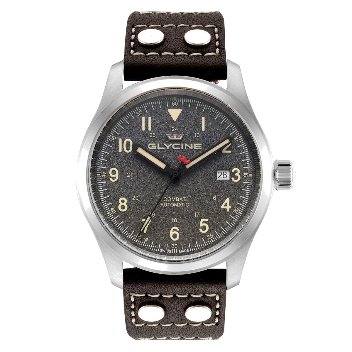 Glycine Men`s Combat Field 42mm Automatic Leather Watch GL0562