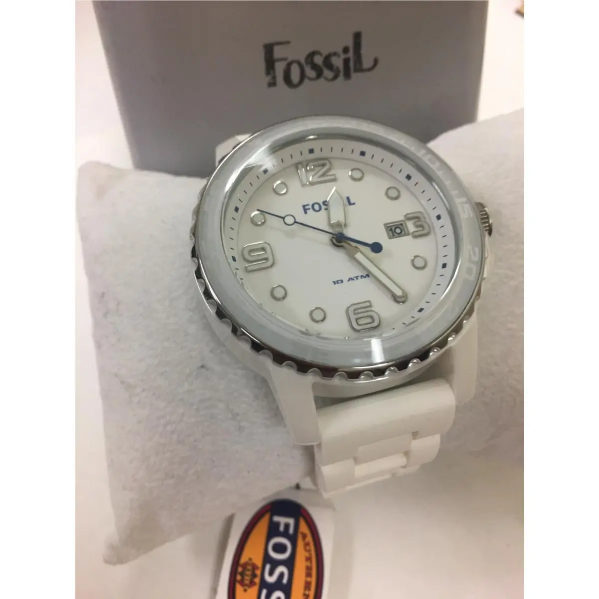 Fossil CE5002 White Ceramic Bezel with White Rubber Strap
