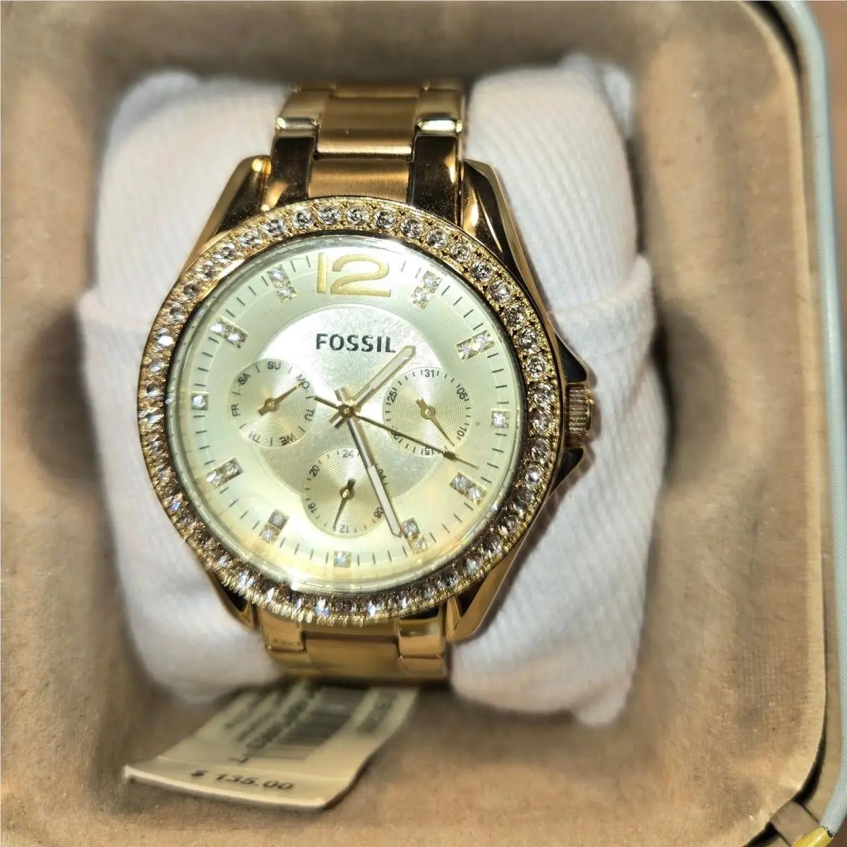 Riley Gold Tone Stainless Steel Crystal Multifunction Watch ES3203 by Fossil