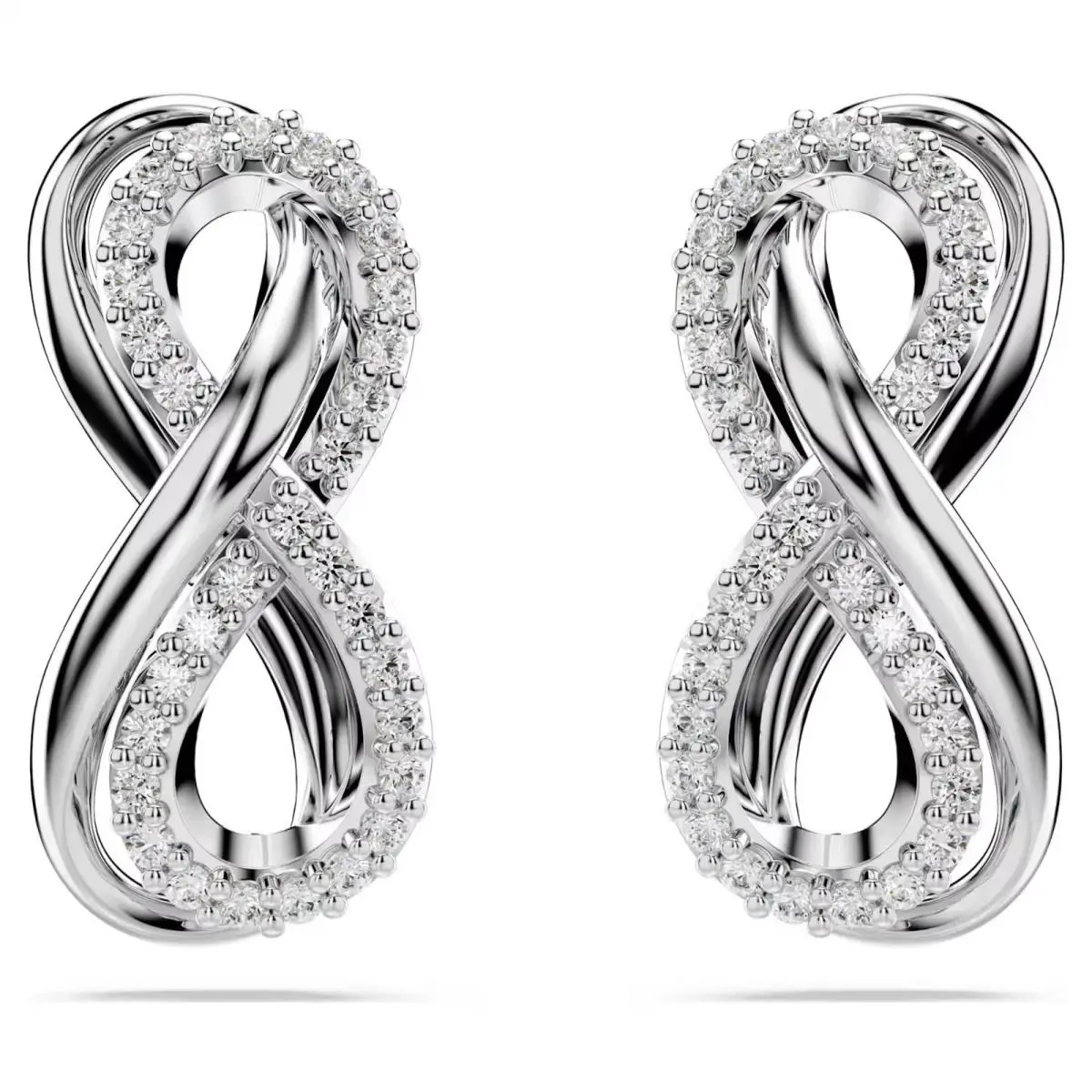 Hyperbola Stud Earrings Infinity White 5684085 / 5687269 Silver 5687269 by Swarovski