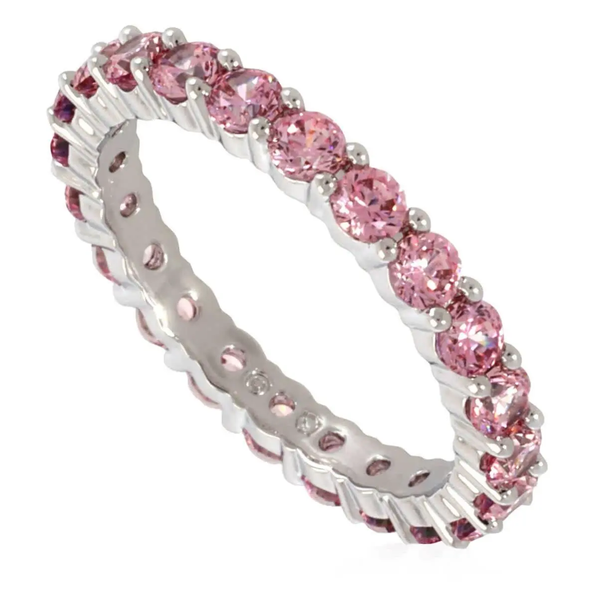Rhodium Plated Pink Round Cut Matrix Ring by Swarovski