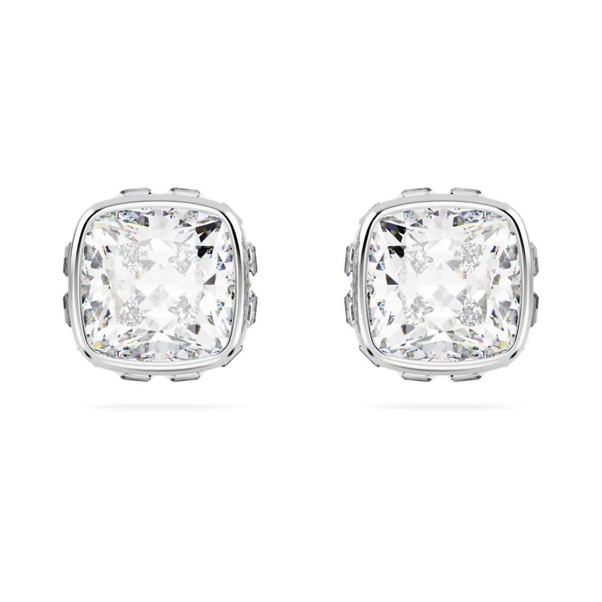 Birthstone Stud Earrings Square Cut Rhodium Plated 5660800/ 5661957 White 5661957 (April) by Swarovski