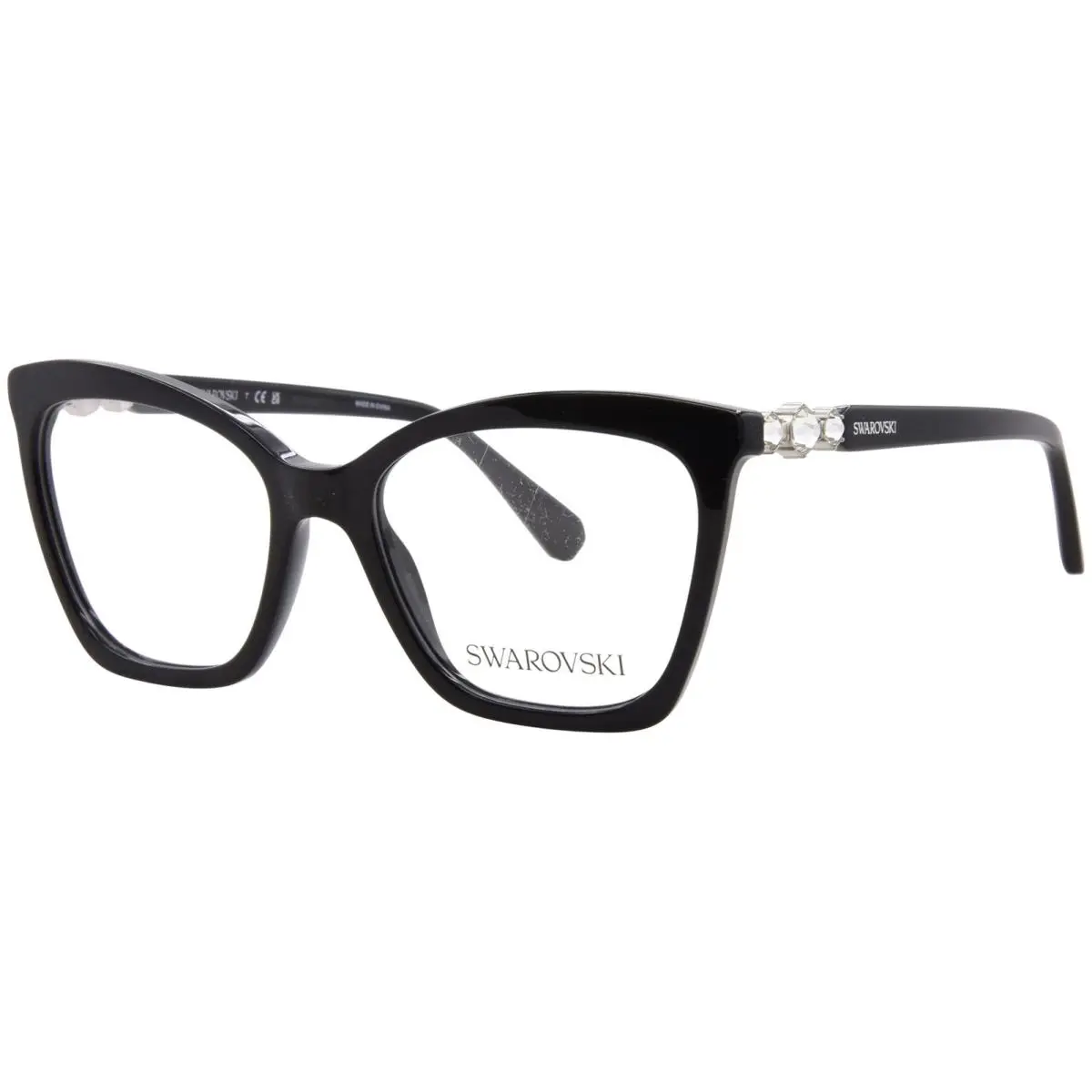 Swarovski SK2053 1038 Eyeglasses Frame Women`s Black Full Rim Cat Eye 52mm