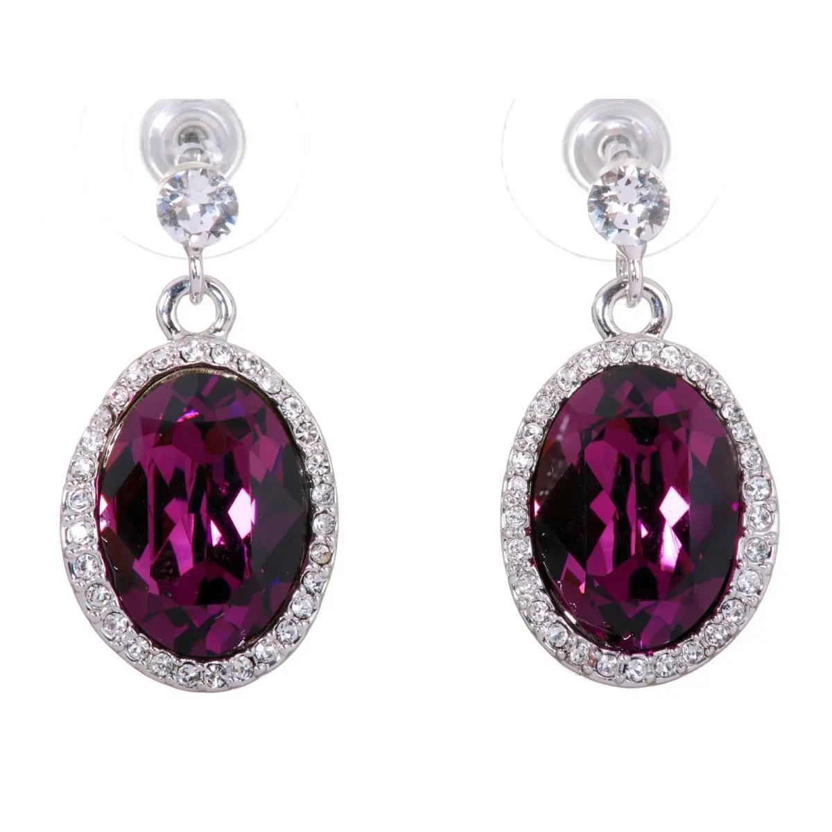 Crystals From  Calista Christie Halo Earrings Rhodium 7162z by Swarovski